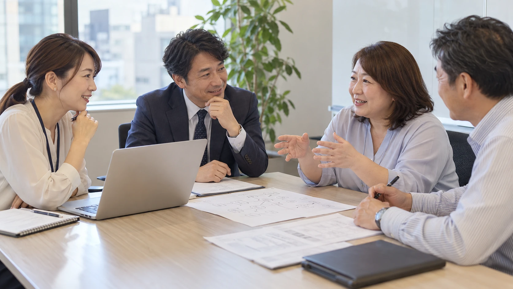お客様の業務を聞き、役立つ改善案を一緒に考える情景